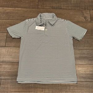 New J Crew Boys Performance Striped Short Sleeve Polo Shirt Large UPF 50+